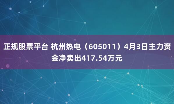 正规股票平台 杭州热电（605011）4月3日主力资金净卖出417.54万元