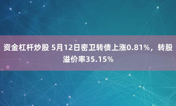 资金杠杆炒股 5月12日密卫转债上涨0.81%，转股溢价率35.15%