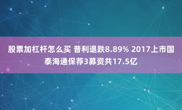 股票加杠杆怎么买 普利退跌8.89% 2017上市国泰海通保荐3募资共17.5亿