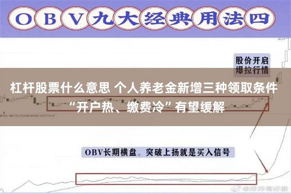 杠杆股票什么意思 个人养老金新增三种领取条件 “开户热、缴费冷”有望缓解