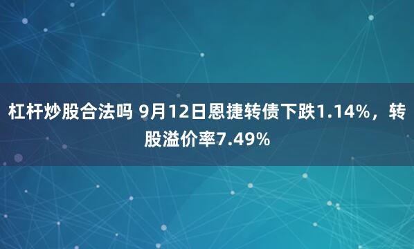 杠杆炒股合法吗 9月12日恩捷转债下跌1.14%，转股溢价率7.49%
