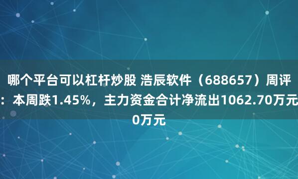 哪个平台可以杠杆炒股 浩辰软件（688657）周评：本周跌1.45%，主力资金合计净流出1062.70万元